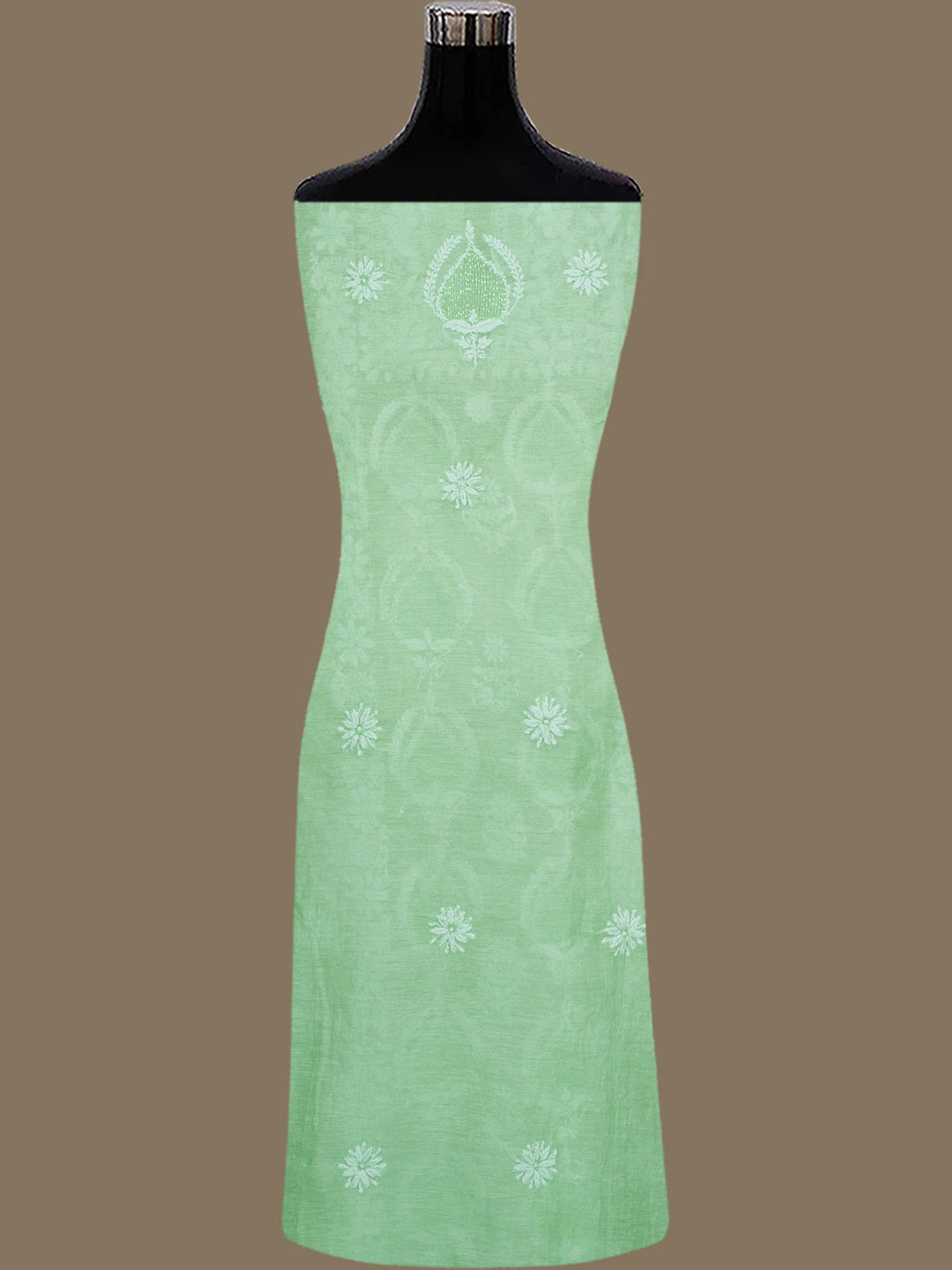 Ada Hand Embroidered Pista Green Chanderi Lucknowi Chikankari Unstitched Suit Piece With Cutdana Work 01A788772