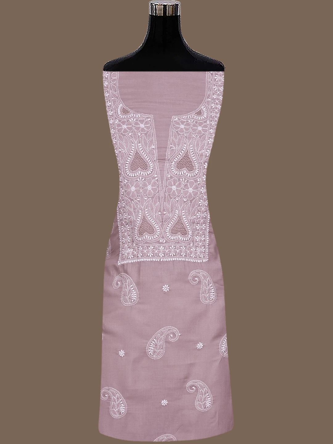 Ada Hand Embroidered Mauve Cotton Lucknowi Chikankari Unstitched Suit Piece 01A781205