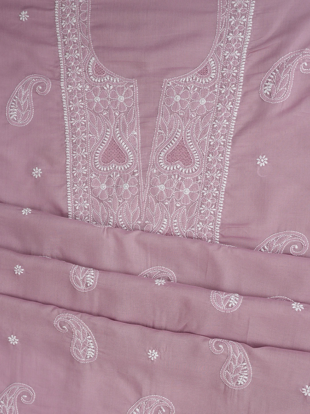 Ada Hand Embroidered Mauve Cotton Lucknowi Chikankari Unstitched Suit Piece 01A781205