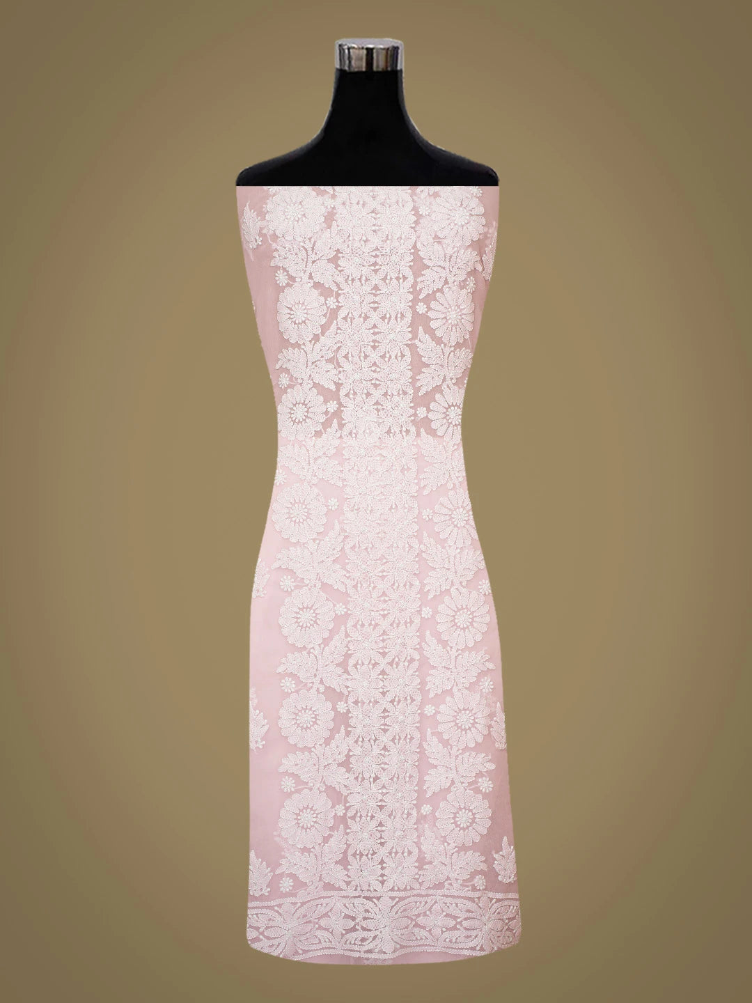 Ada Hand Embroidered Pink Georgette Lucknowi Chikankari Unstitched Suit Piece 01A793512