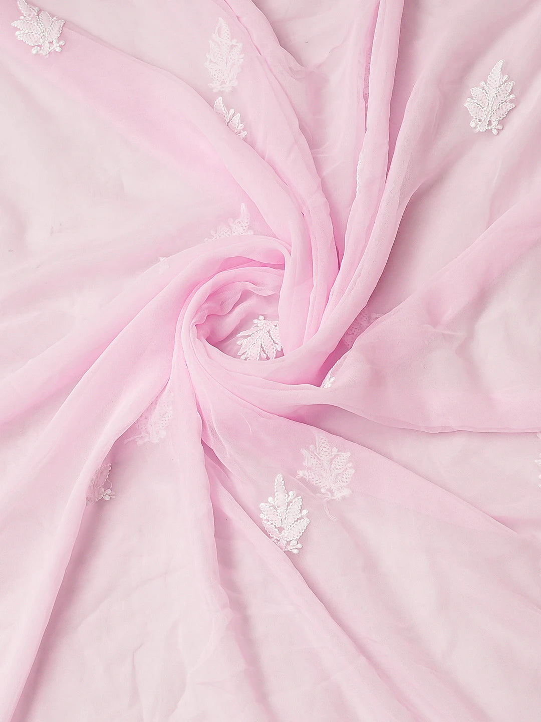 Ada Hand Embroidered Pink Georgette Lucknowi Chikankari Unstitched Suit Piece 01A793512