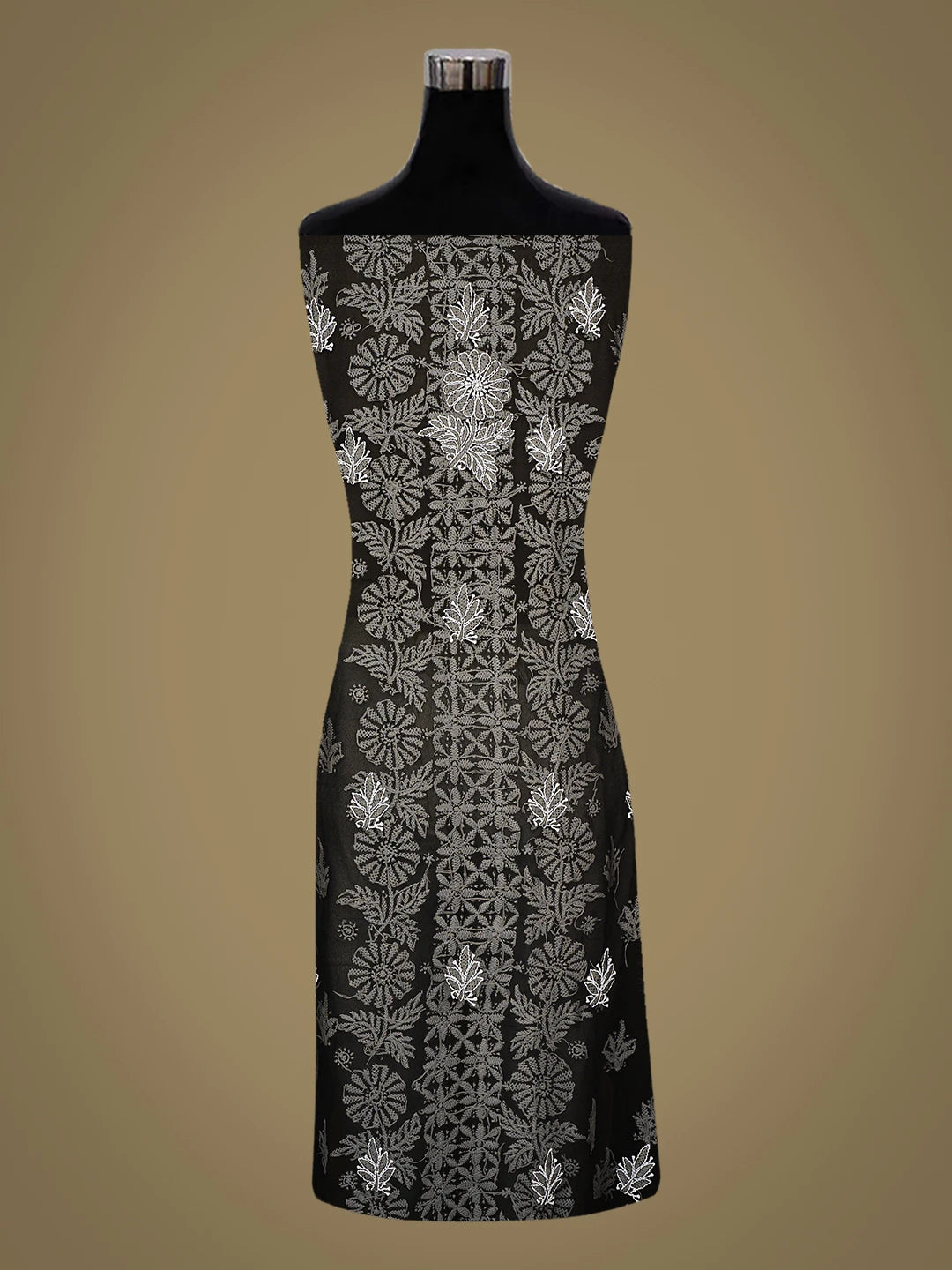 Ada Hand Embroidered Black Georgette Lucknowi Chikankari Unstitched Suit Piece 01A793434