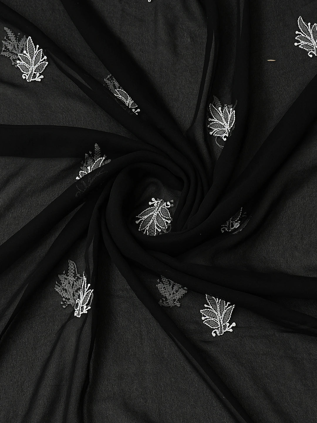 Ada Hand Embroidered Black Georgette Lucknowi Chikankari Unstitched Suit Piece 01A793434