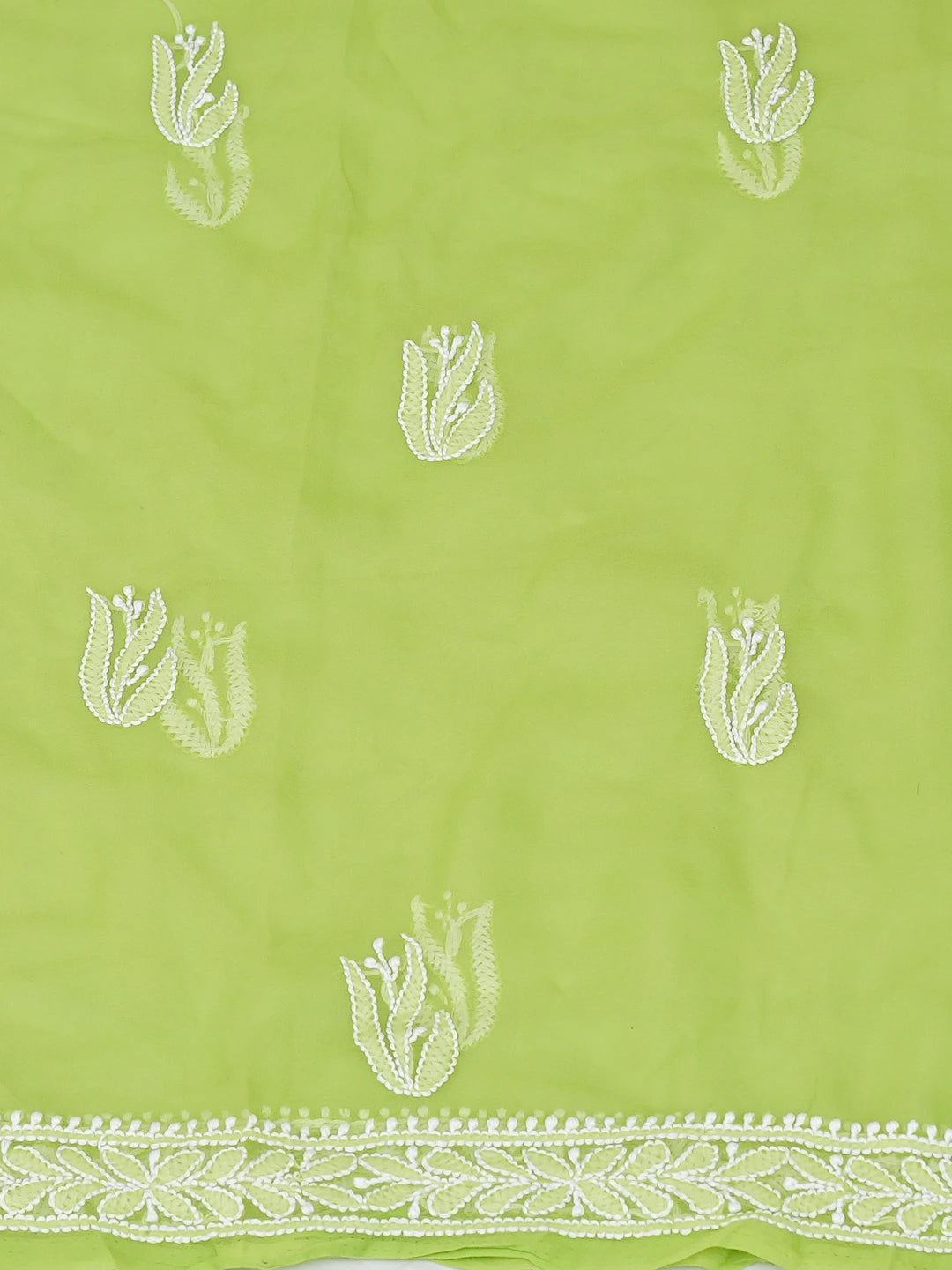 Ada Hand Embroidered Lime Green Georgette Lucknowi Chikankari Unstitched Suit Piece 01A793441