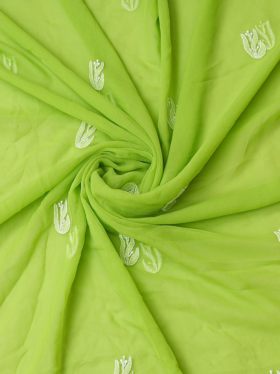 Ada Hand Embroidered Lime Green Georgette Lucknowi Chikankari Unstitched Suit Piece 01A793441