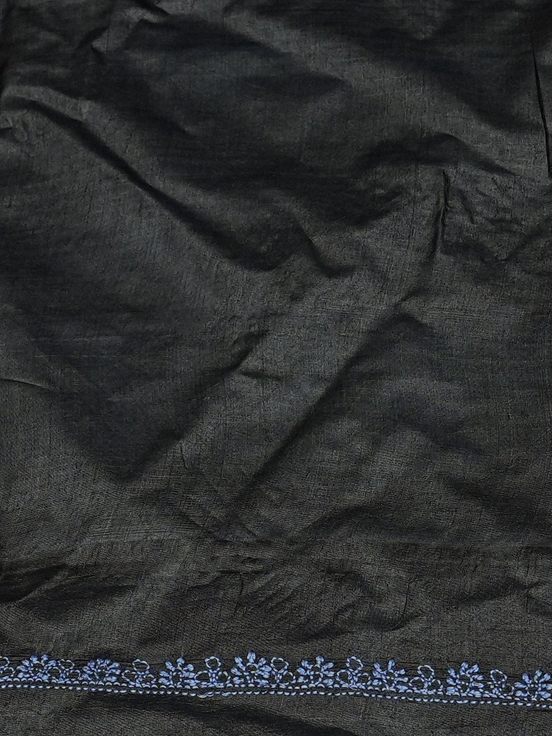 Ada Hand Embroidered Black Silk Lucknowi Chikankari Unstitched Men's Kurta Piece 01A795216