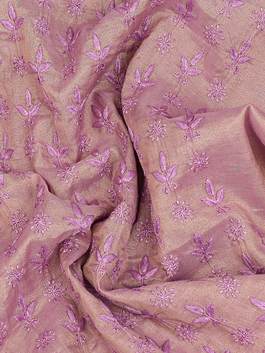 Ada Hand Embroidered Mauve Tissue Lucknowi Chikankari Unstitched Men's Kurta Piece 01A750337