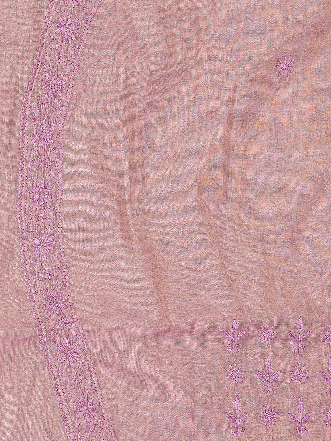 Ada Hand Embroidered Mauve Tissue Lucknowi Chikankari Unstitched Men's Kurta Piece 01A750337