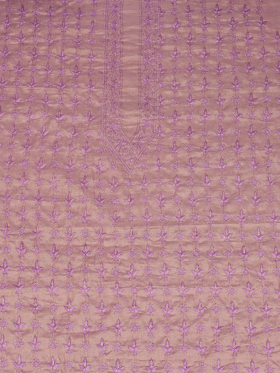 Ada Hand Embroidered Mauve Tissue Lucknowi Chikankari Unstitched Men's Kurta Piece 01A750337