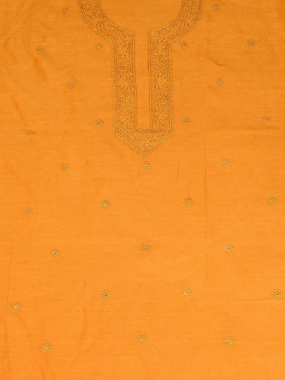 Ada Hand Embroidered Mustard Chanderi Lucknowi Chikankari Unstitched Men's Kurta Piece 01A795356