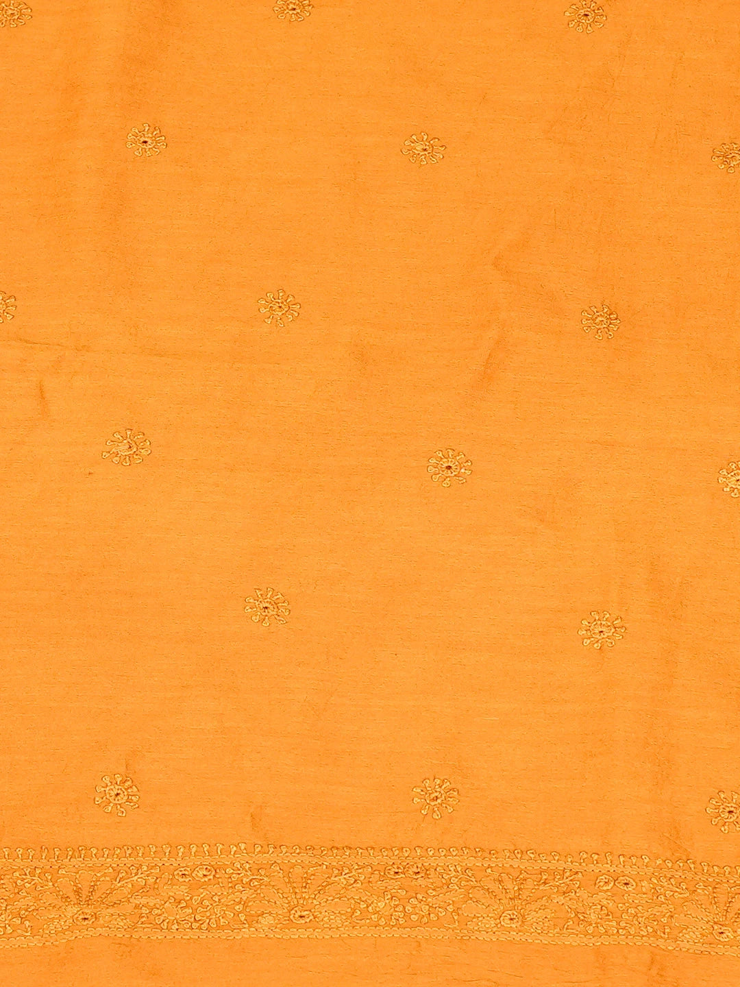 Ada Hand Embroidered Mustard Chanderi Lucknowi Chikankari Unstitched Men's Kurta Piece 01A795356