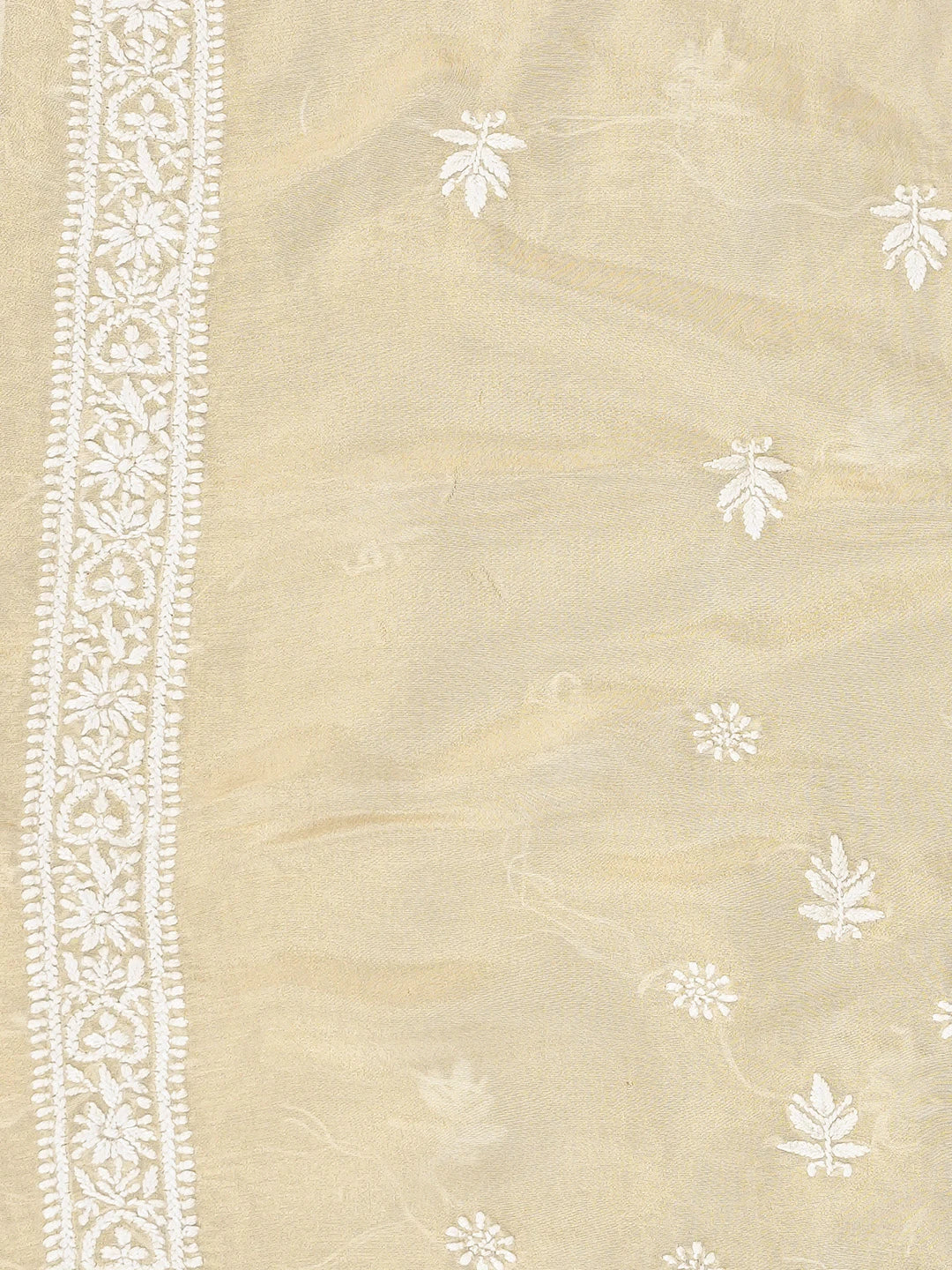 Ada Hand Embroidered Fawn Tissue Lucknowi Chikankari Unstitched Men's Kurta Piece 01A789226