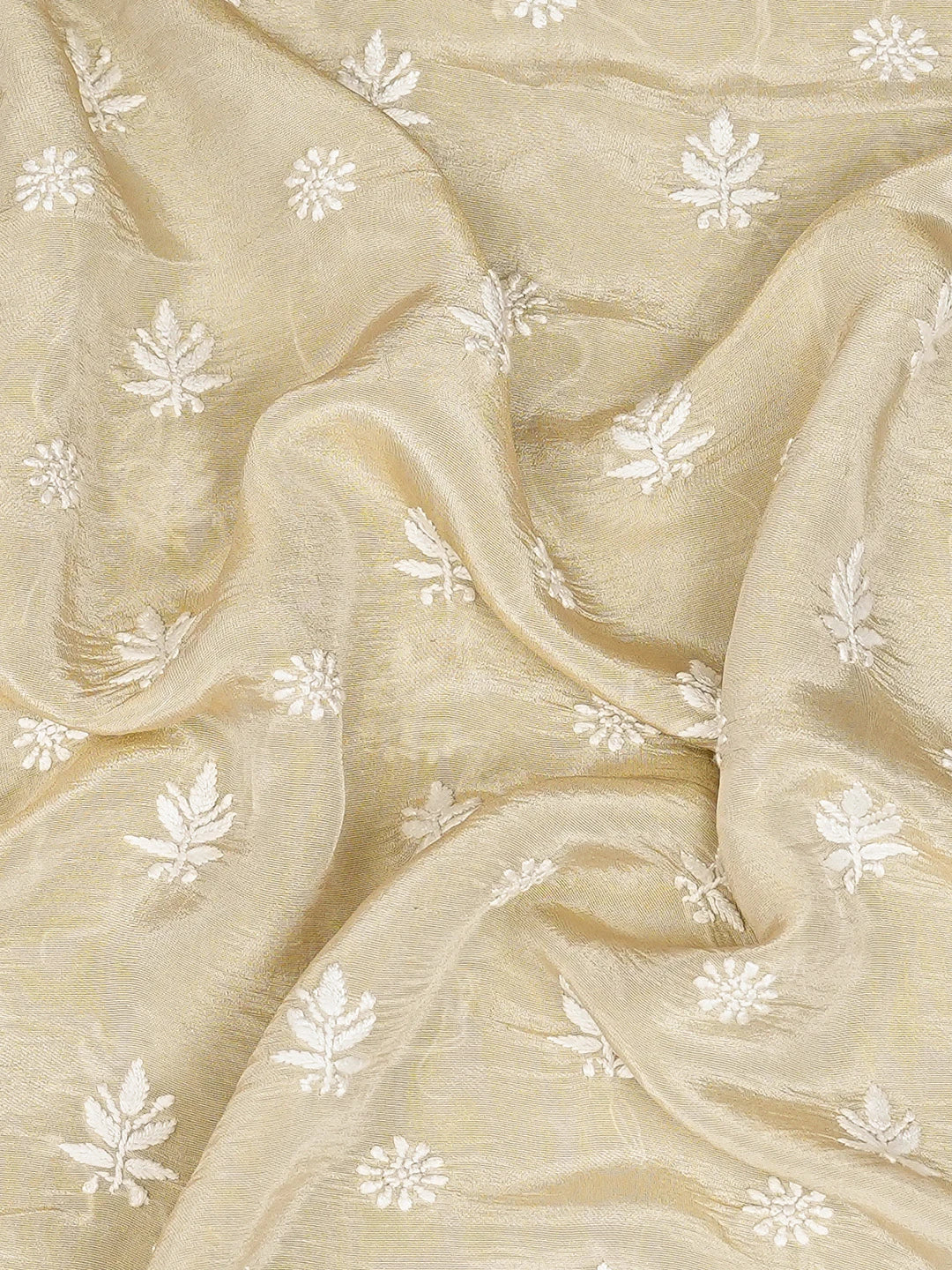 Ada Hand Embroidered Fawn Tissue Lucknowi Chikankari Unstitched Men's Kurta Piece 01A789226