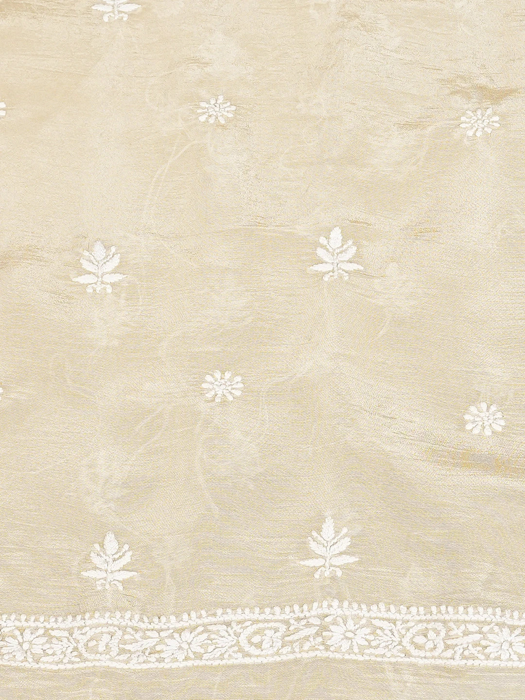 Ada Hand Embroidered Fawn Tissue Lucknowi Chikankari Unstitched Men's Kurta Piece 01A789226