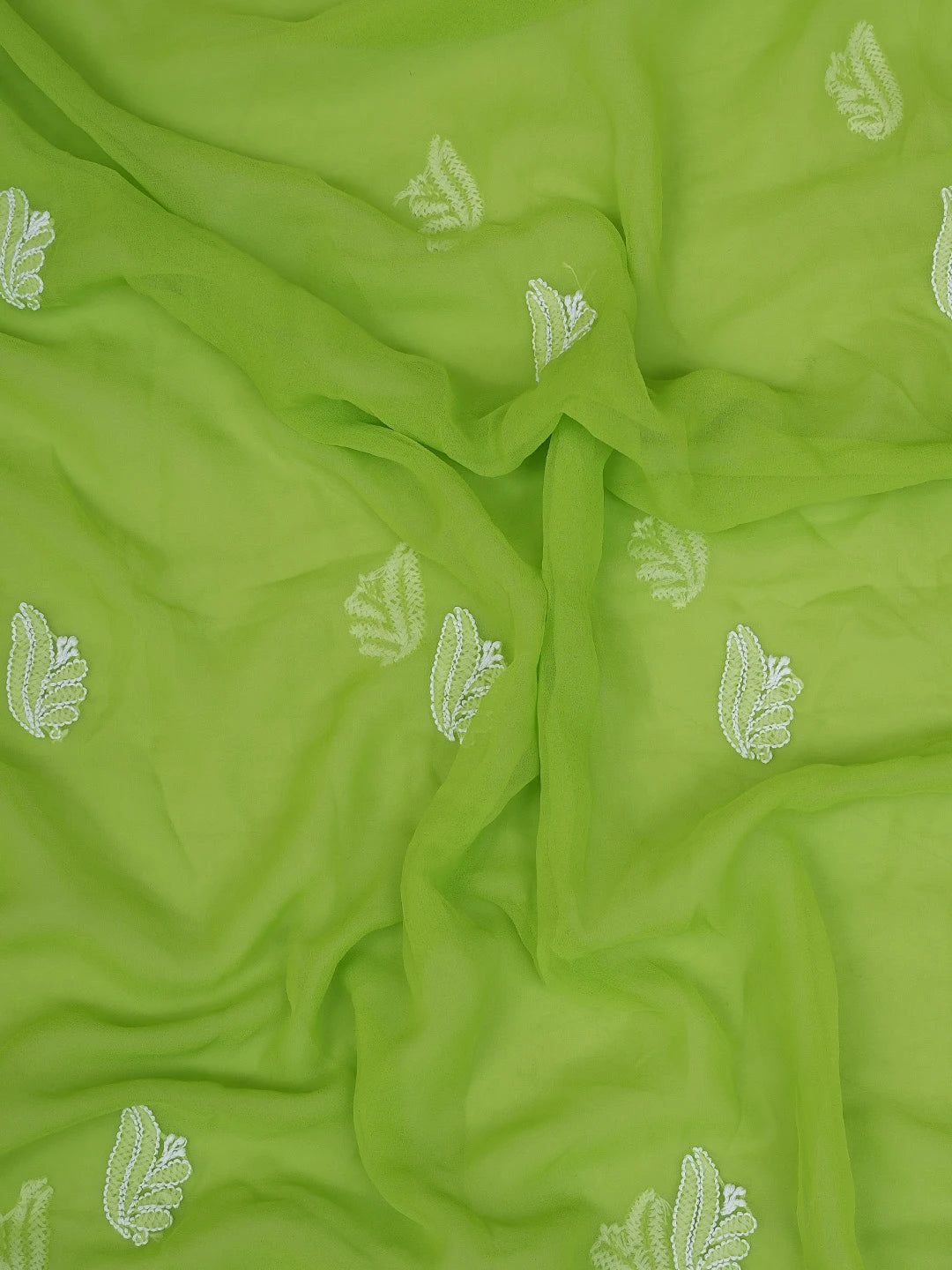 Ada Hand Embroidered Green Georgette Lucknowi Chikankari Unstitched Suit Piece 01A793444