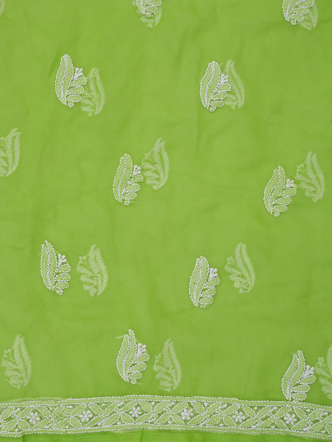 Ada Hand Embroidered Green Georgette Lucknowi Chikankari Unstitched Suit Piece 01A793444