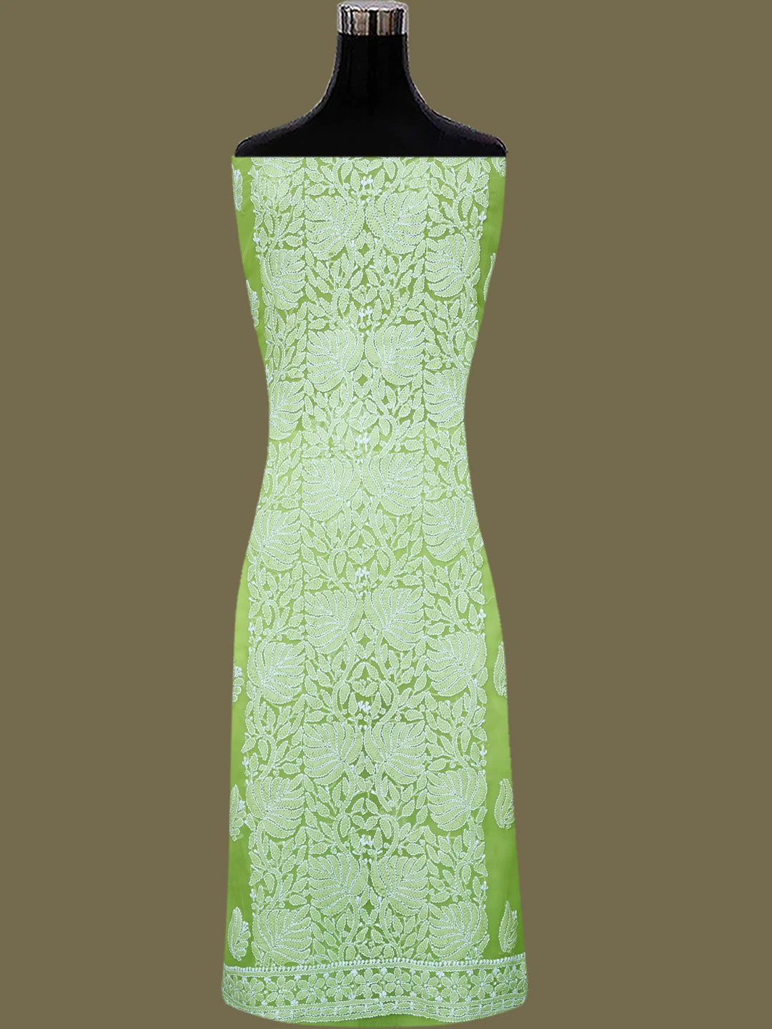 Ada Hand Embroidered Green Georgette Lucknowi Chikankari Unstitched Suit Piece 01A793444