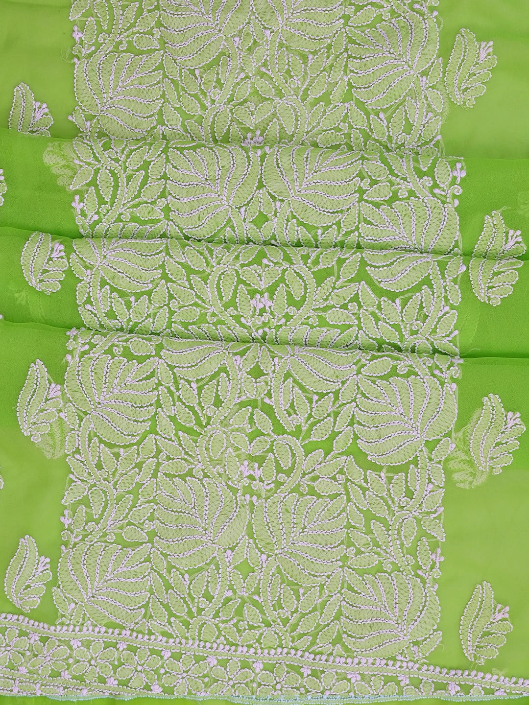 Ada Hand Embroidered Green Georgette Lucknowi Chikankari Unstitched Suit Piece 01A793444