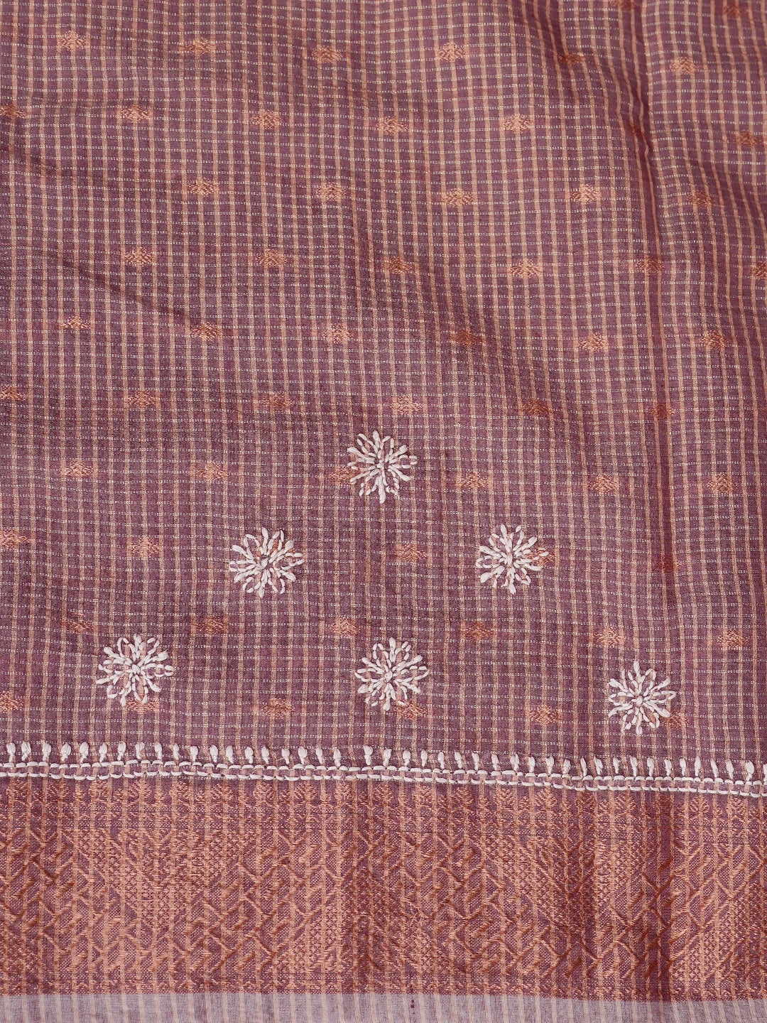 Ada Hand Embroidered Purple Chanderi Lucknowi Chikankari Saree With Blouse 01A776502
