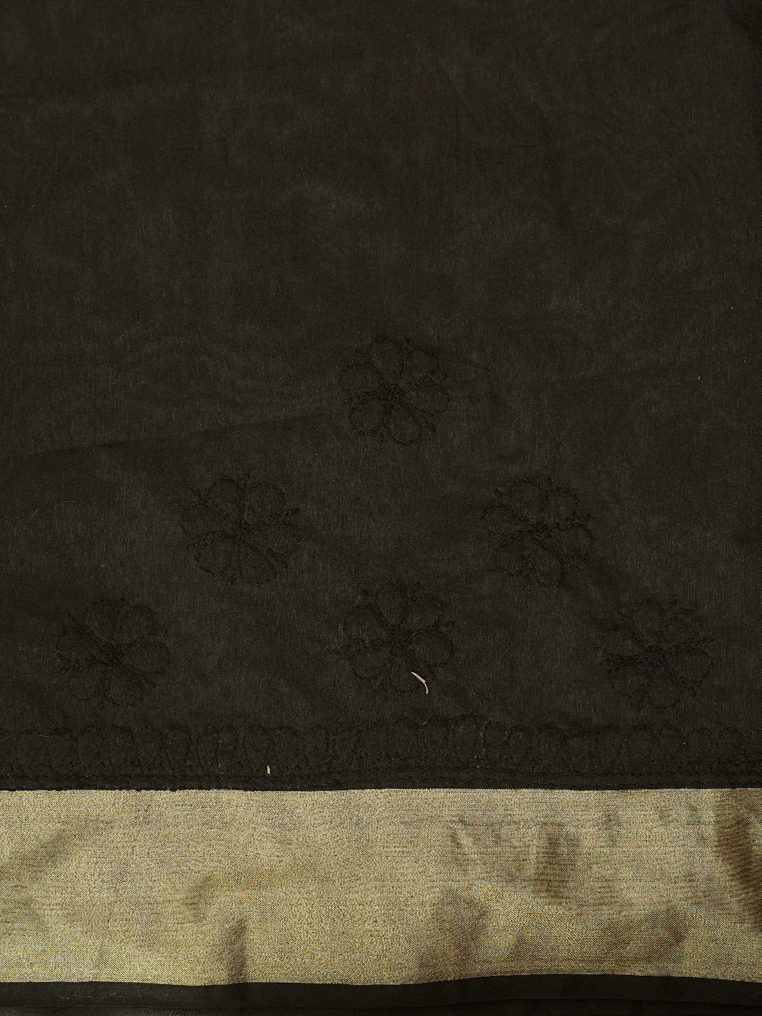 Ada Hand Embroidered Black Chanderi Lucknowi Chikankari Saree With Blouse 01A780608