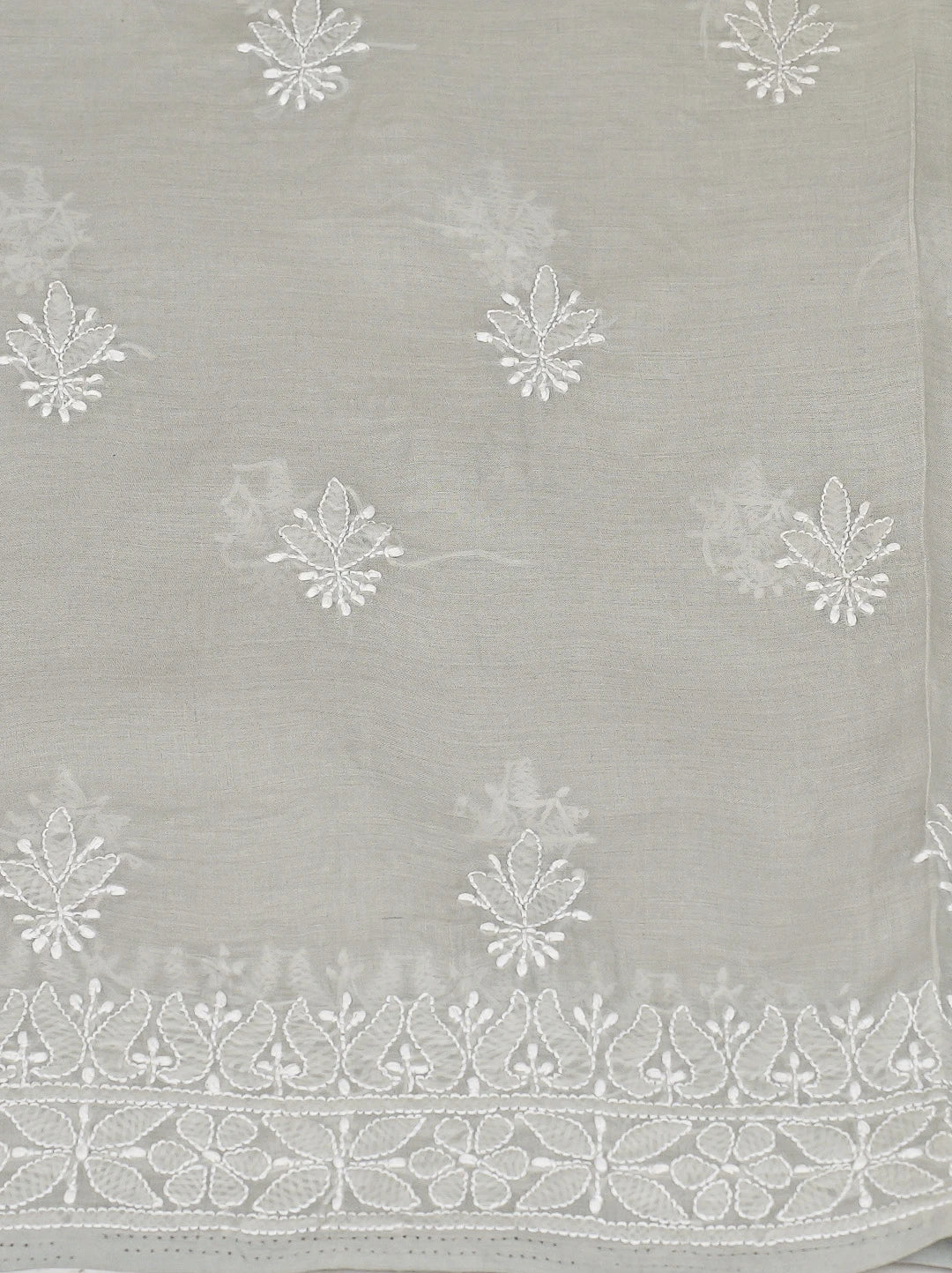 Ada Hand Embroidered Grey Cotton Lucknowi Chikankari Unstitched Suit Piece 01A777811