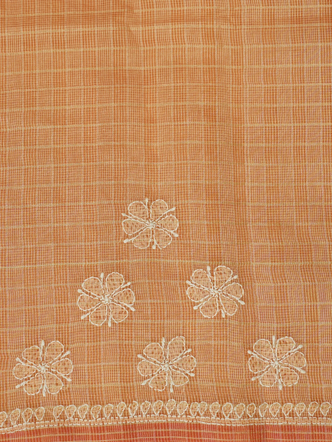 Ada Hand Embroidered Orange Chanderi Lucknowi Chikankari Saree With Blouse 01A777320