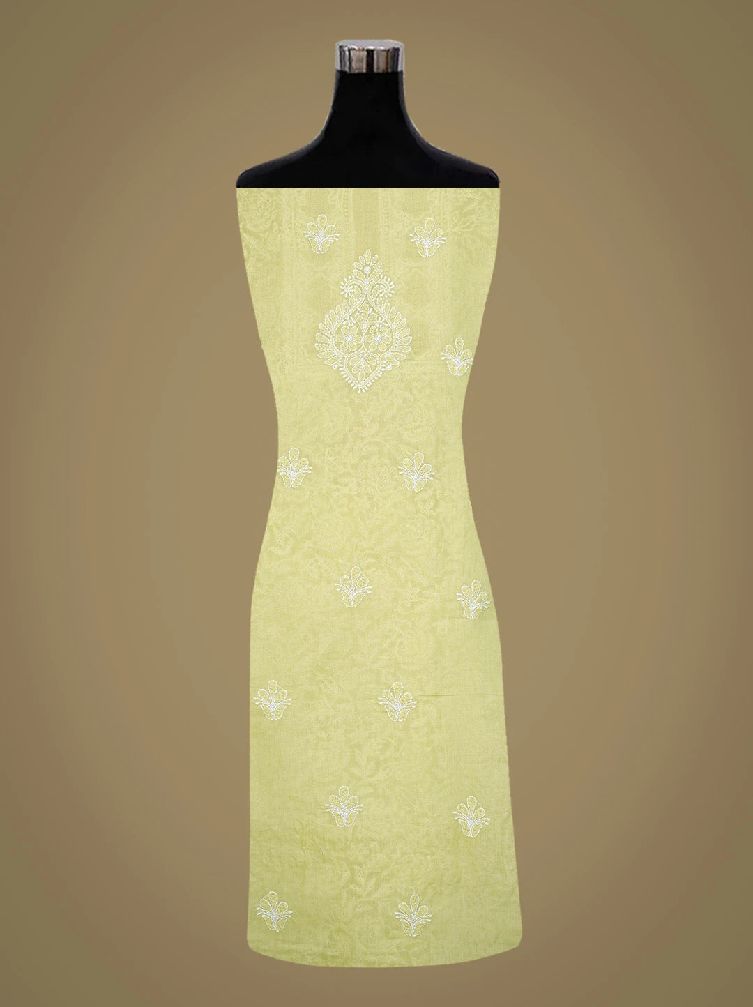 Ada Hand Embroidered Green Cotton Lucknowi Chikankari Unstitched Suit Piece 01A783095