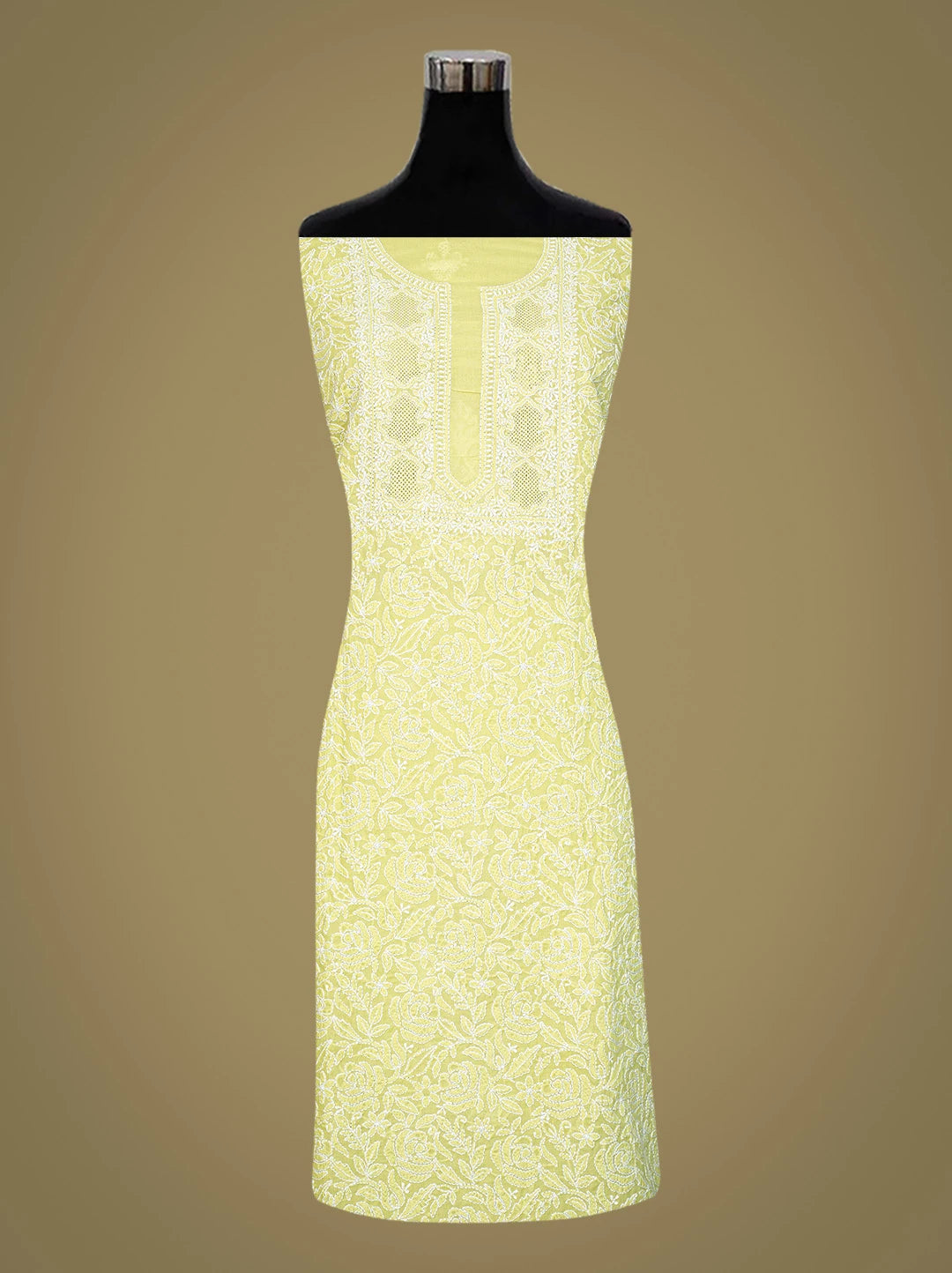 Ada Hand Embroidered Green Cotton Lucknowi Chikankari Unstitched Suit Piece 01A783095