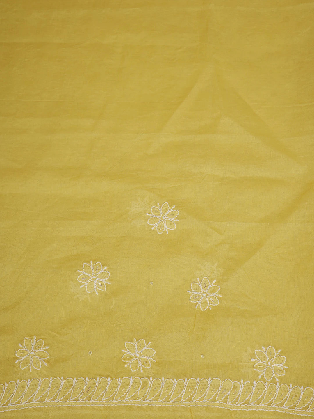 Ada Hand Embroidered Yellow Cotton Lucknowi Chikankari Saree With Blouse With Sequinned Work 01A583382
