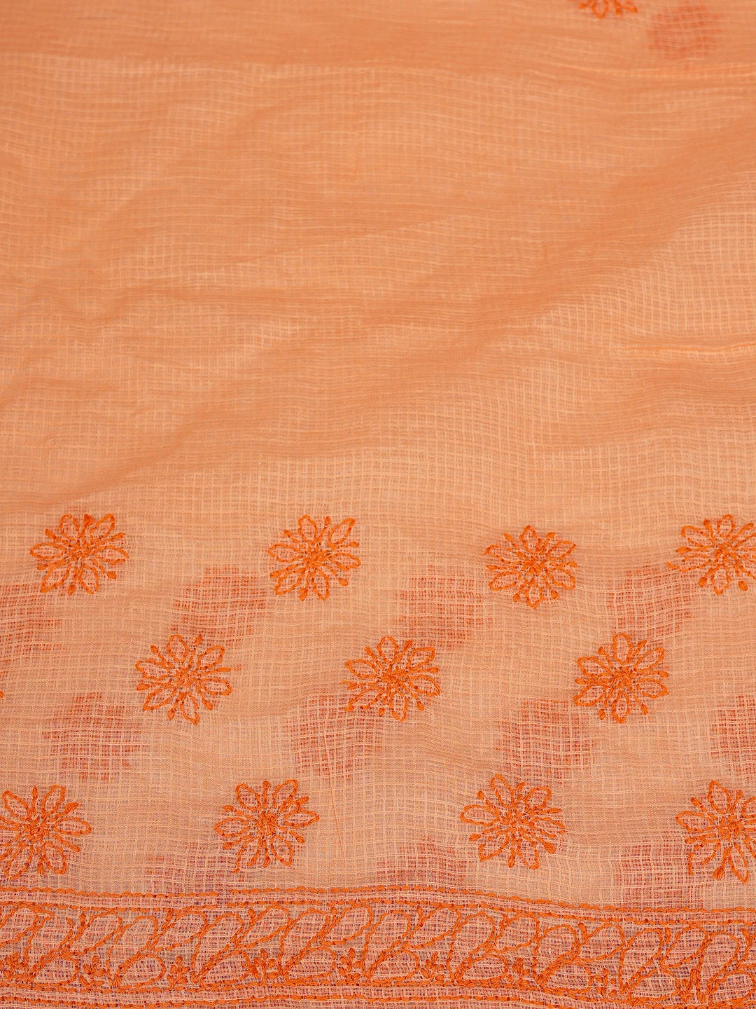 Ada Hand Embroidered Peach Kota Lucknowi Chikankari Saree With Blouse 01A778018