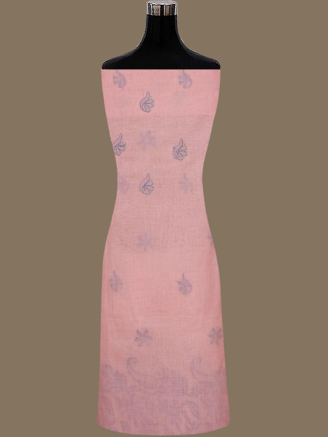 Ada Hand Embroidered Peach Cotton Lucknowi Chikankari Unstitched Suit Piece 01A659709