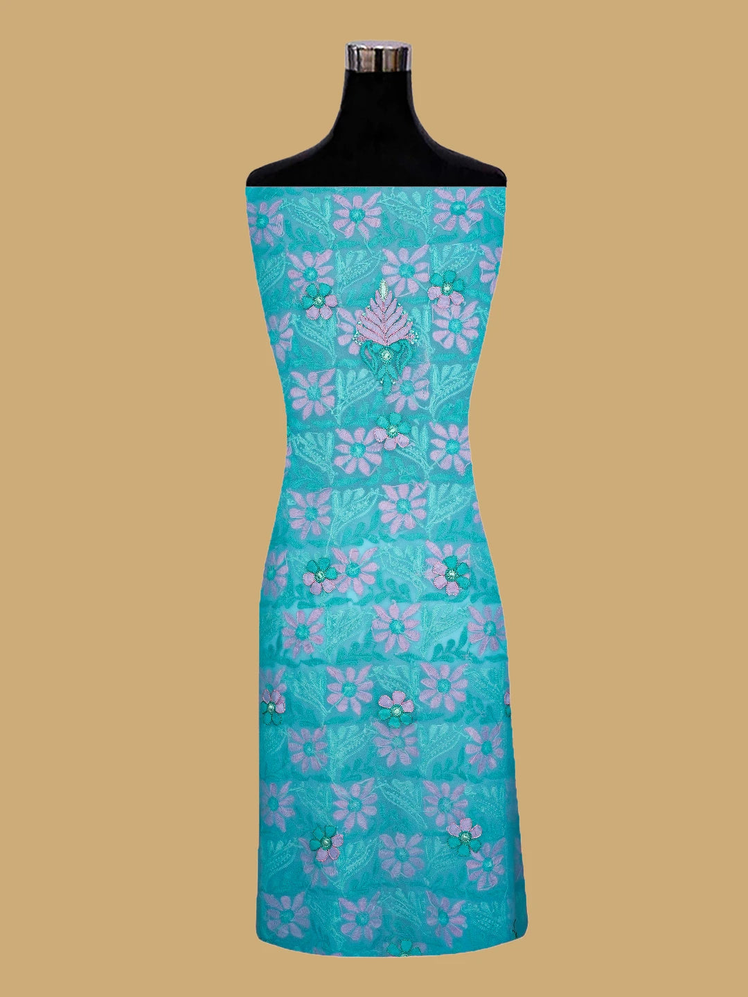 Ada Hand Embroidered Blue Georgette Lucknowi Chikankari Unstitched Suit Piece 01A779869