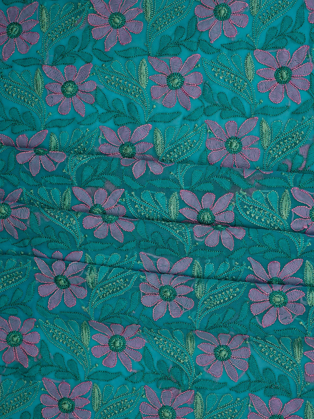 Ada Hand Embroidered Blue Georgette Lucknowi Chikankari Unstitched Suit Piece 01A779869