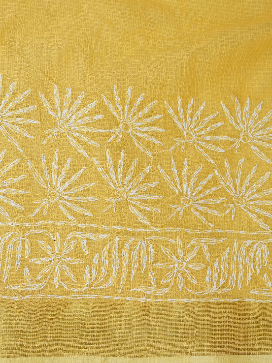 Ada Hand Embroidered Yellow Kota Lucknowi Chikankari Saree and Blouse 01A767521