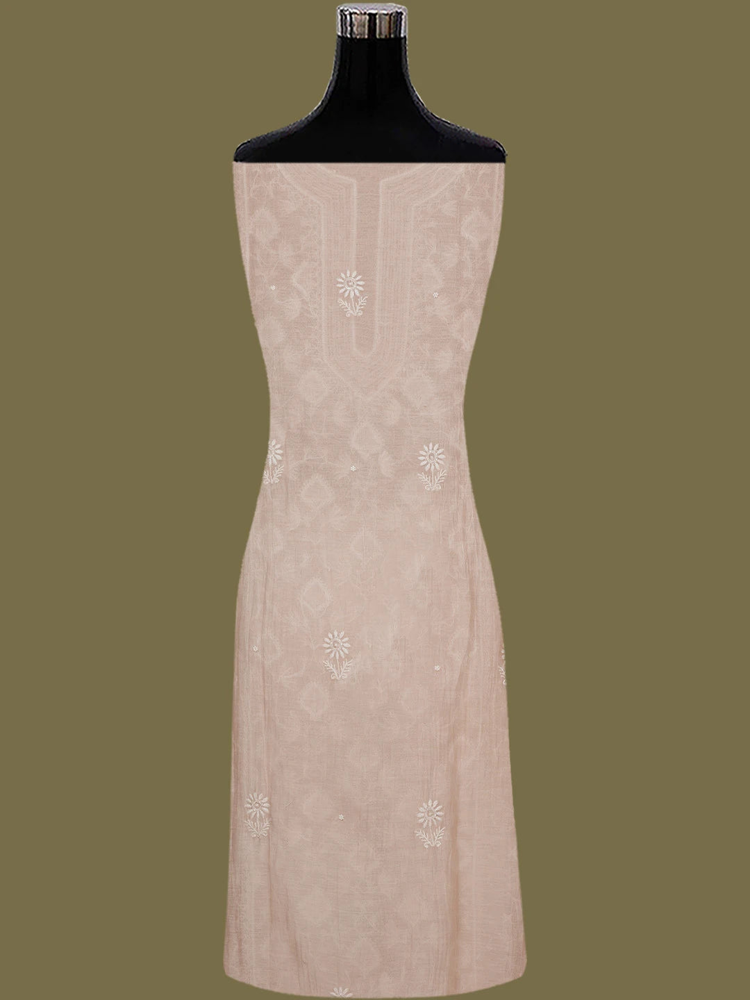 Ada Hand Embroidered Light Dusty Peach Chanderi Lucknowi Chikankari Semi-stitched Kurta Dupatta Set With Cutdana Work 01A799368