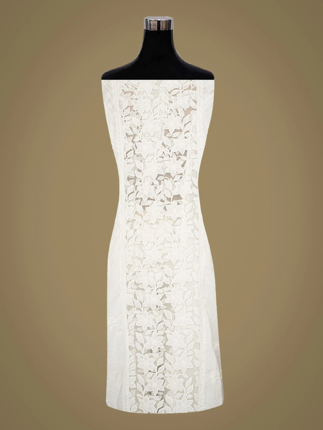 Ada Hand Embroidered White Cotton Lucknowi Chikankari Semi-Stitched Kurta Dupatta Set 01A791361