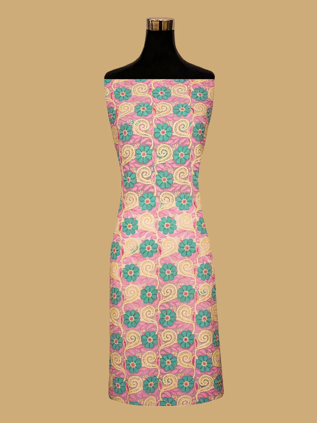 Ada Hand Embroidered Pink Georgette Lucknowi Chikankari Unstitched Suit Piece 01A779854