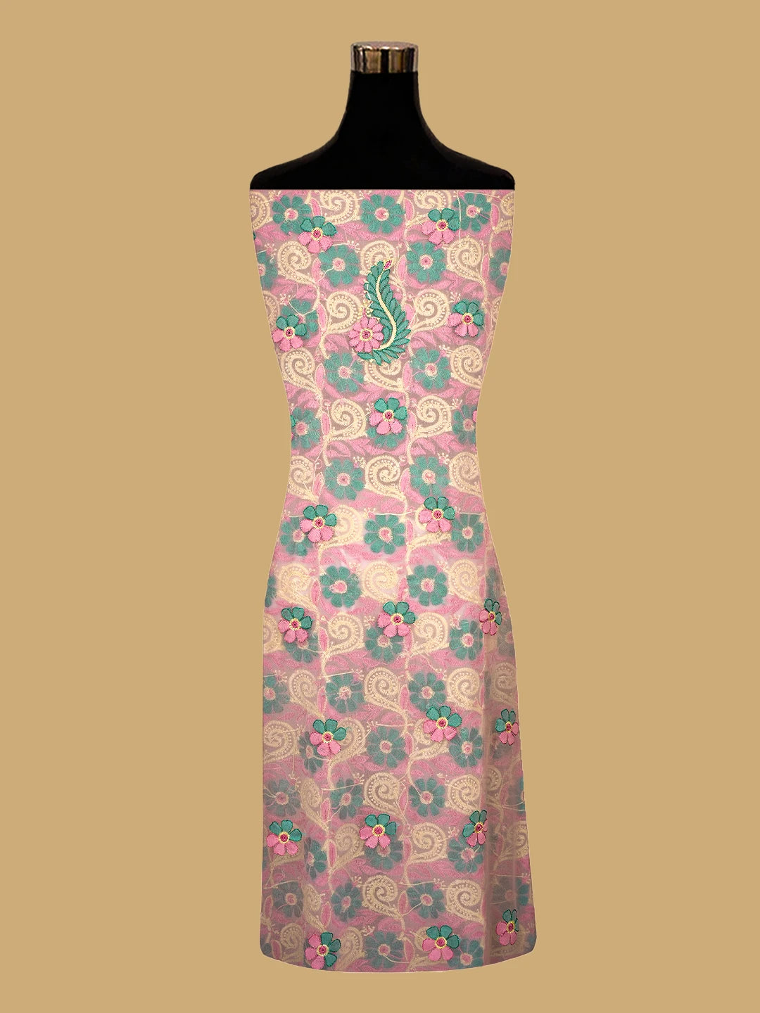 Ada Hand Embroidered Pink Georgette Lucknowi Chikankari Unstitched Suit Piece 01A779854
