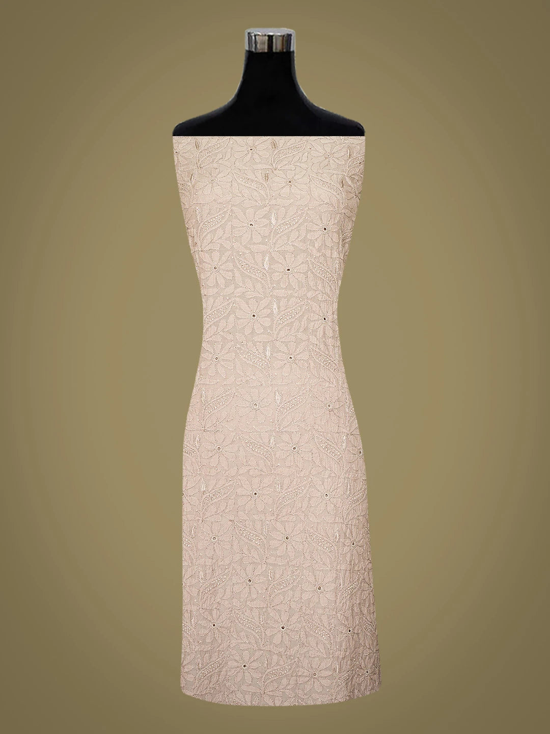 Ada Hand Embroidered Rosy Brown Muslin Lucknowi Chikankari Unstitched Kurta Dupatta Set 01A798324