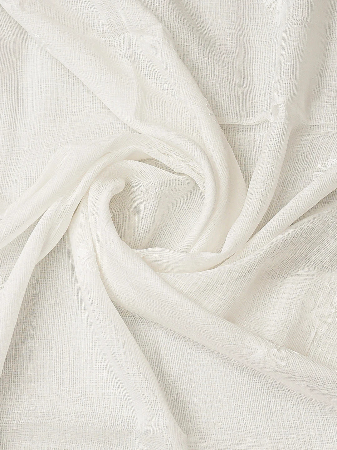 Ada Hand Embroidered White Kota Lucknowi Chikankari Unstitched Kurta Dupatta Set 01A675993