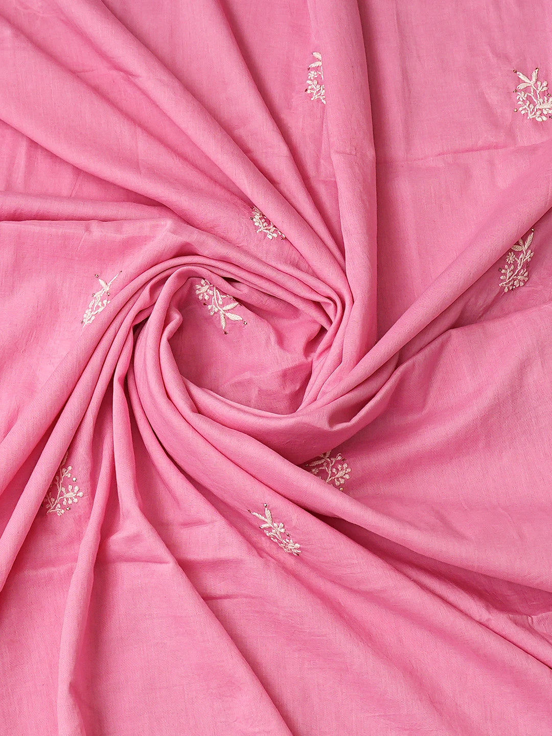 Ada Hand Embroidered Pink Cotton Lucknowi Chikankari Unstitched Kurta Dupatta Set With Mukaish Work 01A760126