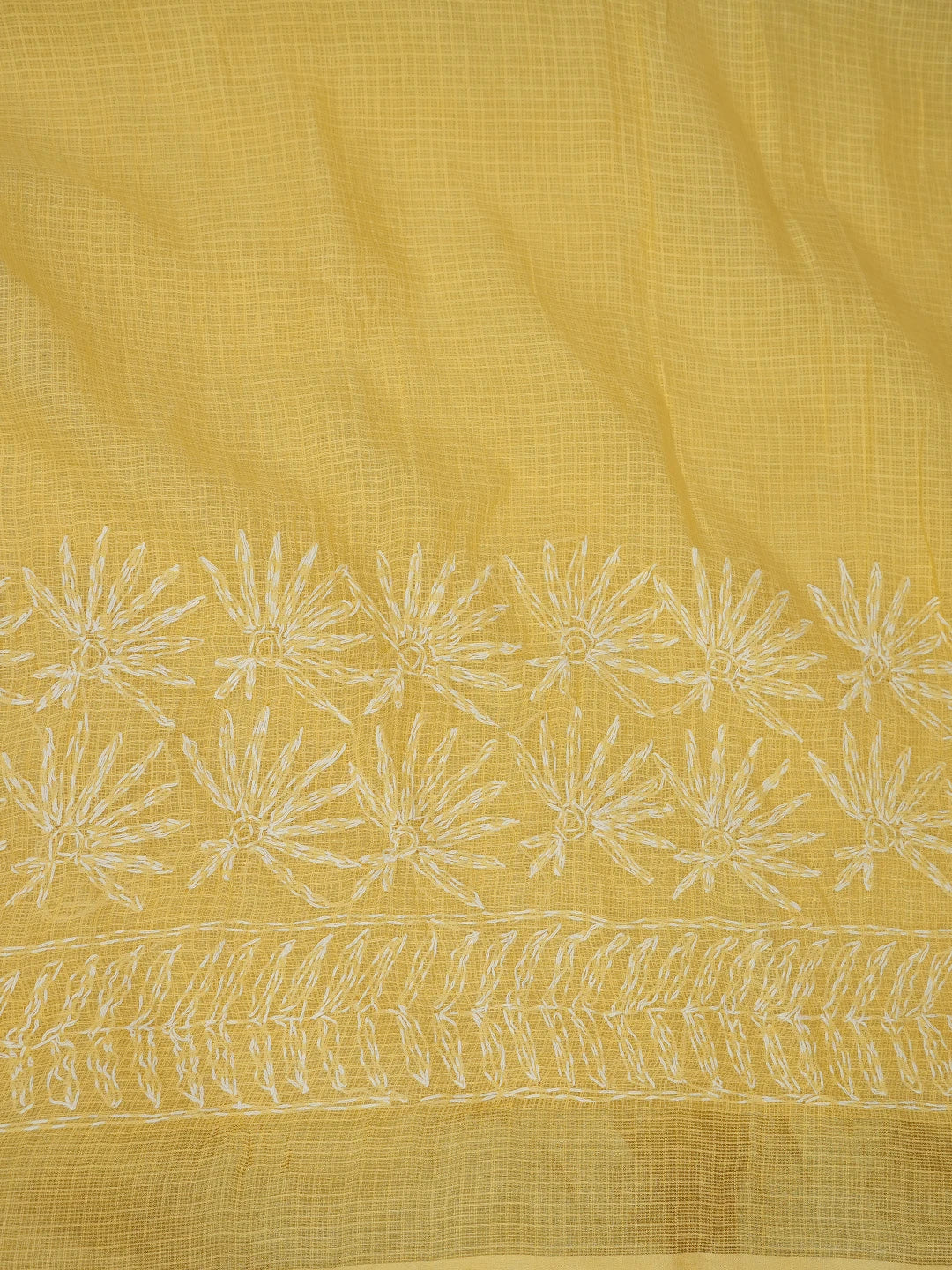 Ada Hand Embroidered Yellow Kota Lucknowi Chikankari Saree and Blouse 01A635983