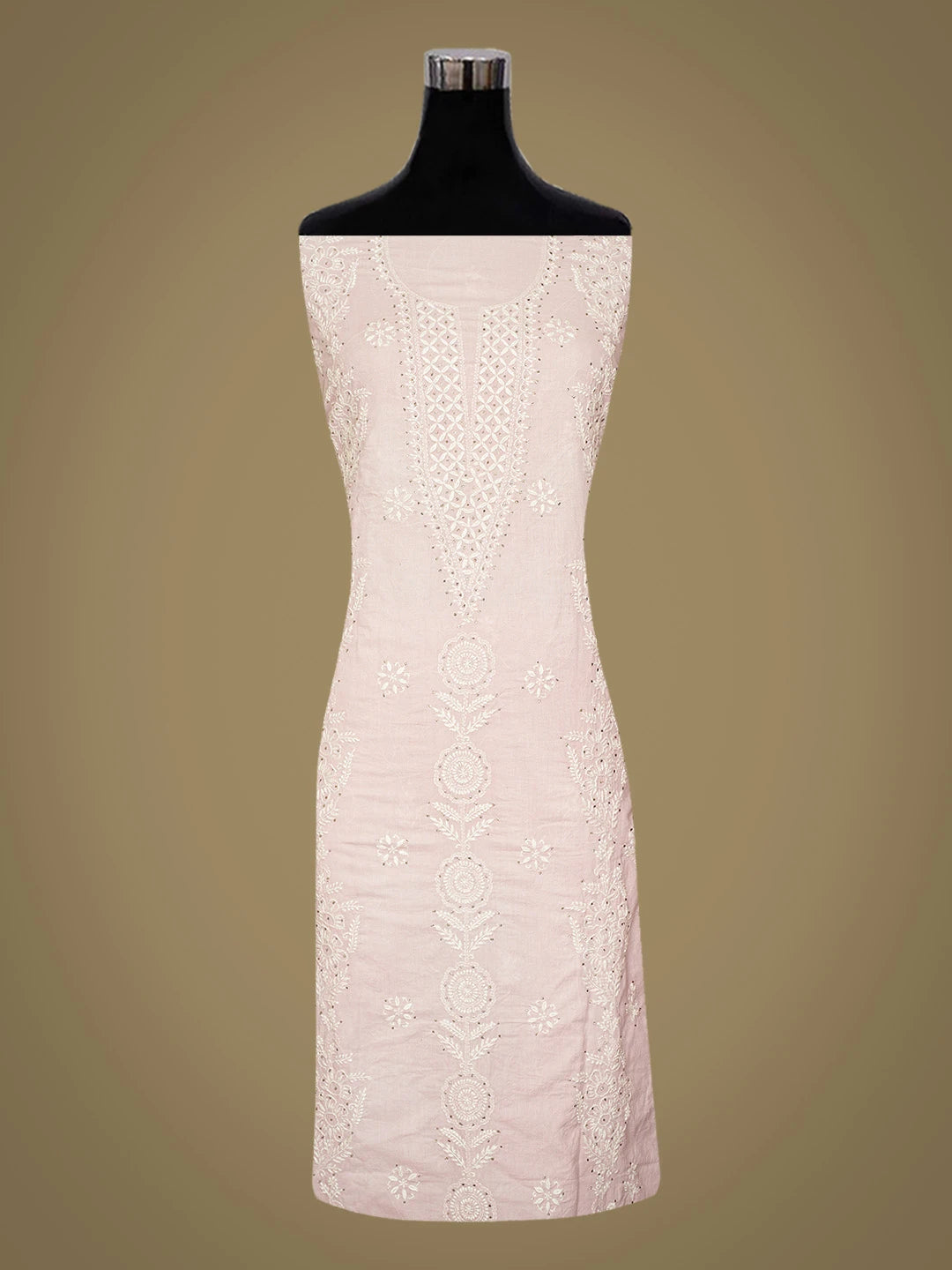 Ada Hand Embroidered Lavender Cotton Lucknowi Chikankari Unstitched Kurta Dupatta Set With Mukaish Work 01A760121