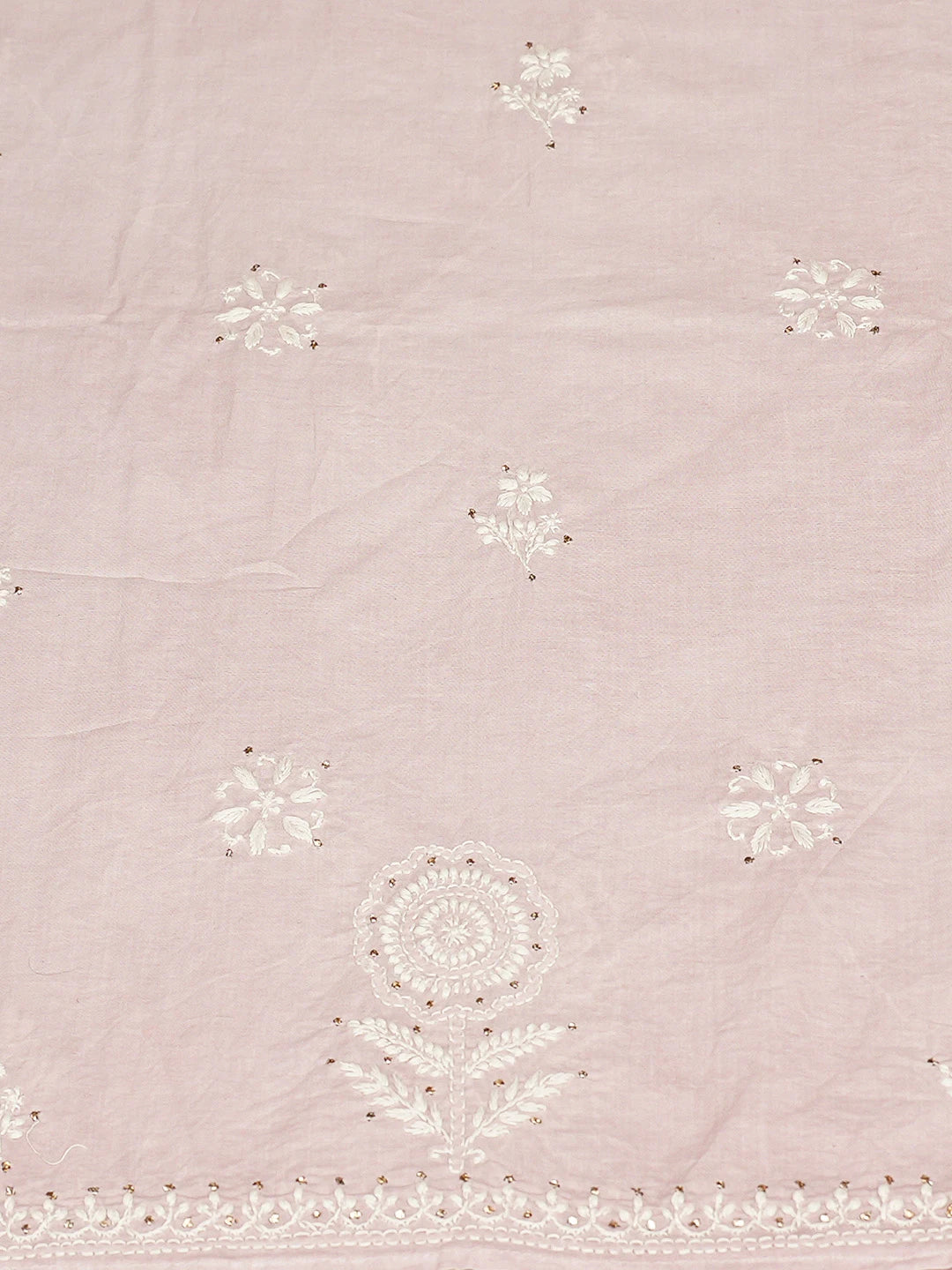 Ada Hand Embroidered Lavender Cotton Lucknowi Chikankari Unstitched Kurta Dupatta Set With Mukaish Work 01A760121
