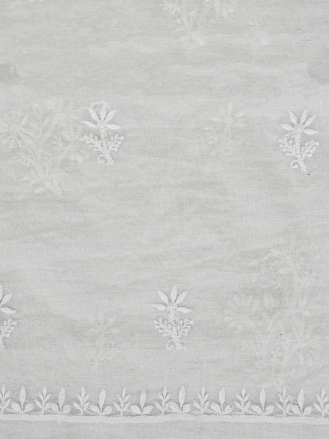 Ada Hand Embroidered White Chanderi Lucknowi Chikankari Unstitched Kurta Dupatta Set 01A795609