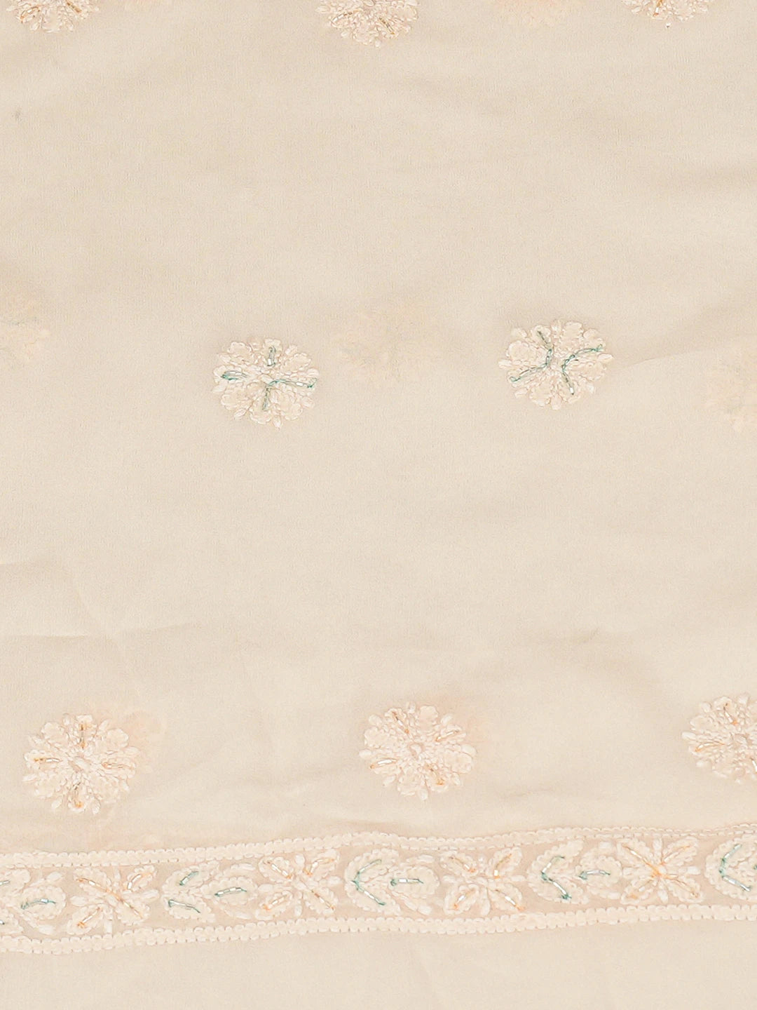 Ada Hand Embroidered Light Peach Viscose Georgette Lucknowi Chikankari Unstitched Kurta Dupatta Set With Cutdana Work 01A778555