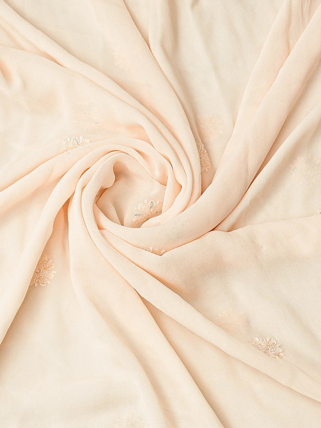 Ada Hand Embroidered Light Peach Viscose Georgette Lucknowi Chikankari Unstitched Kurta Dupatta Set With Cutdana Work 01A778555