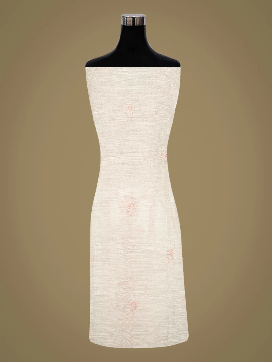 Ada Hand Embroidered White Khadi Chanderi Lucknowi Chikankari Unstitched Kurta Dupatta Set 01A410047