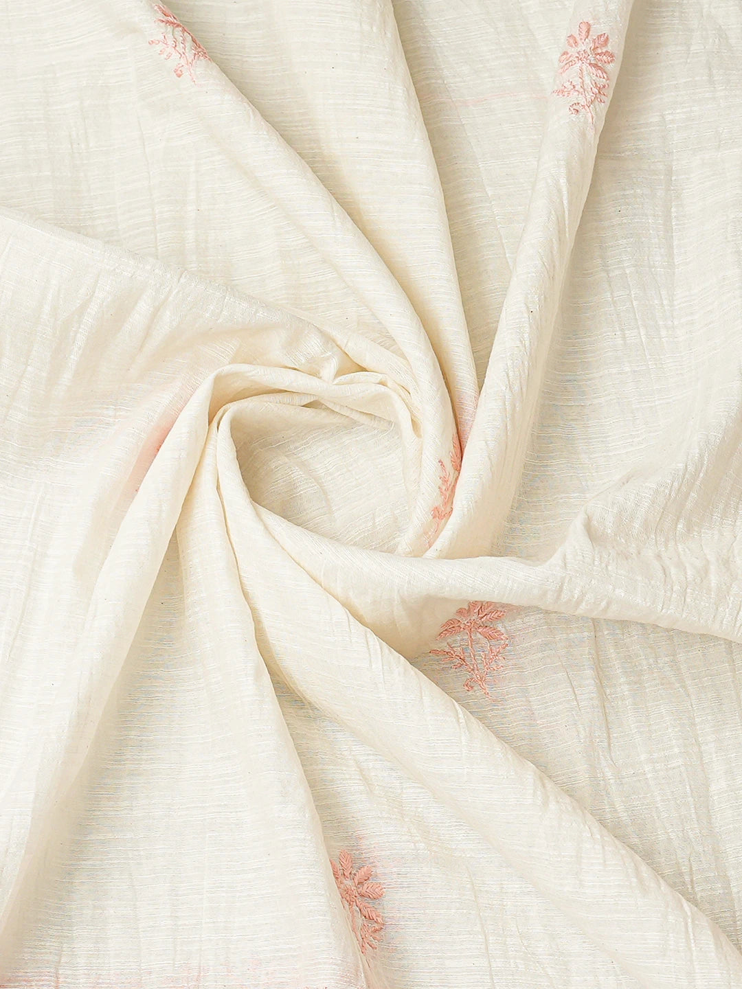 Ada Hand Embroidered White Khadi Chanderi Lucknowi Chikankari Unstitched Kurta Dupatta Set 01A410047