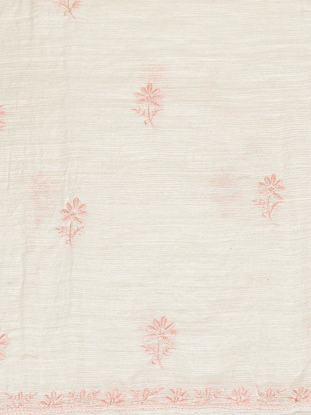 Ada Hand Embroidered White Khadi Chanderi Lucknowi Chikankari Unstitched Kurta Dupatta Set 01A410047